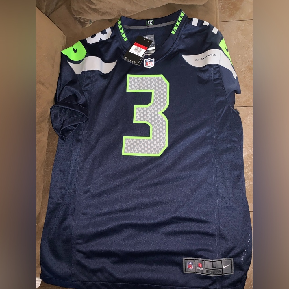 Men's Nike Russell Wilson College Navy Seattle Seahawks Game Player Jersey